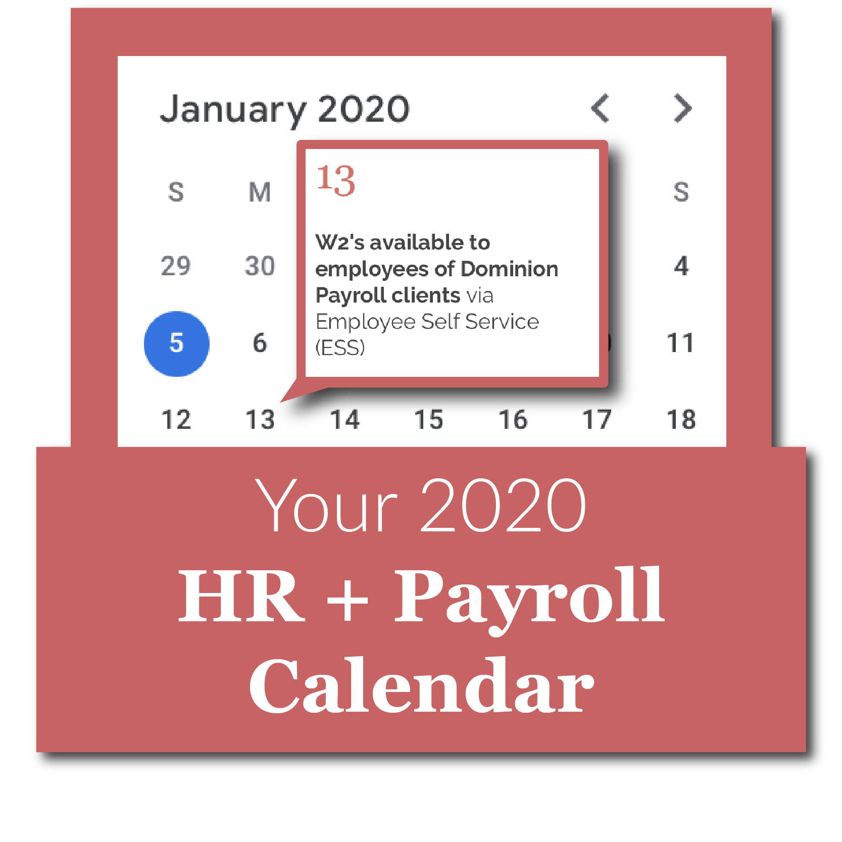 2020 Payroll + HR Calendar